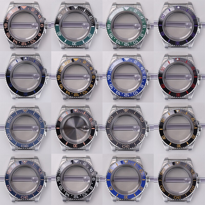 40mm Luxury Watch Cases Ceramic Bezel Sapphire Glass For Nh35 Eta 2824 Movement