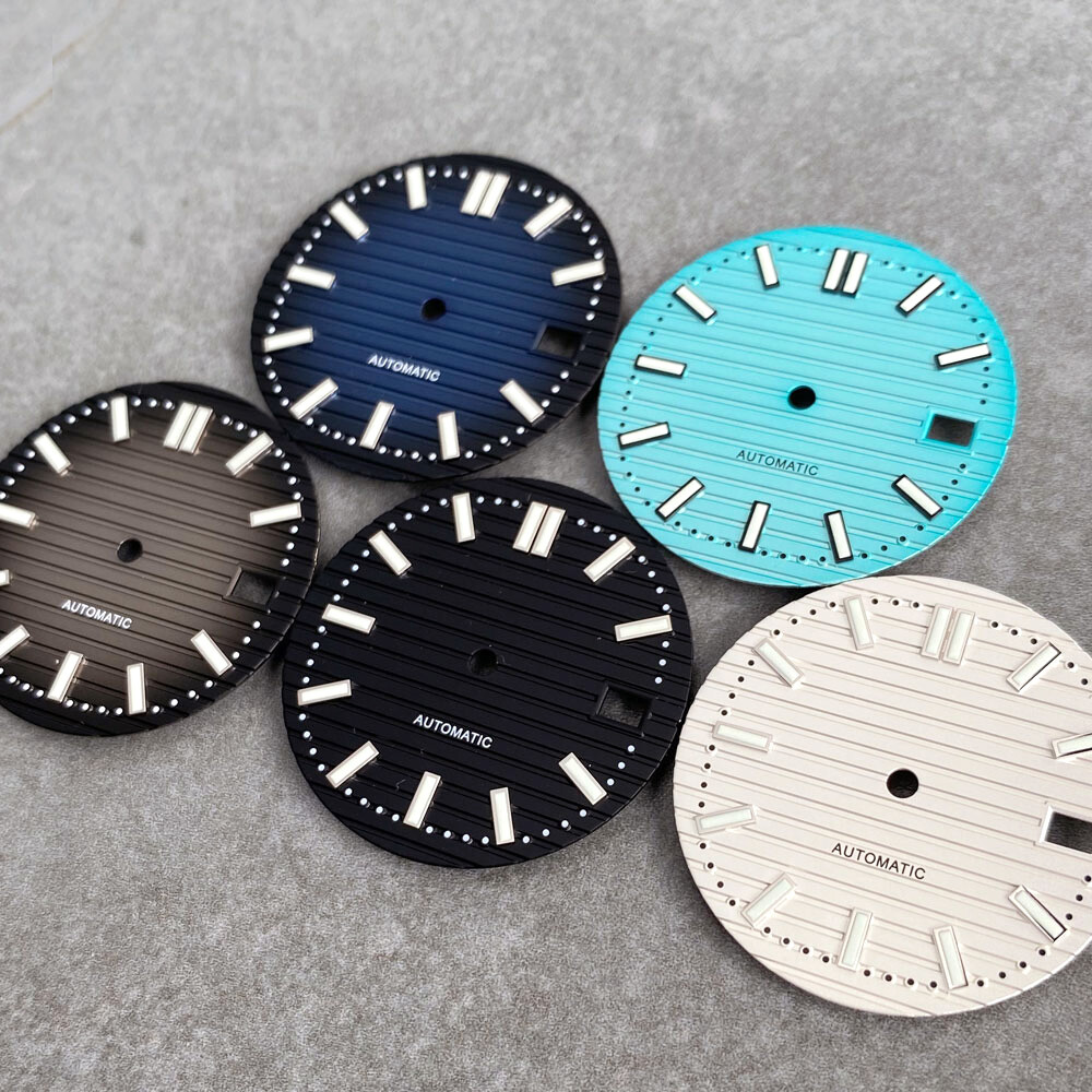 29.2mm Five Colors Stripe Watch Dial Fit NH35A NH36 Square Men Watches Case Lume