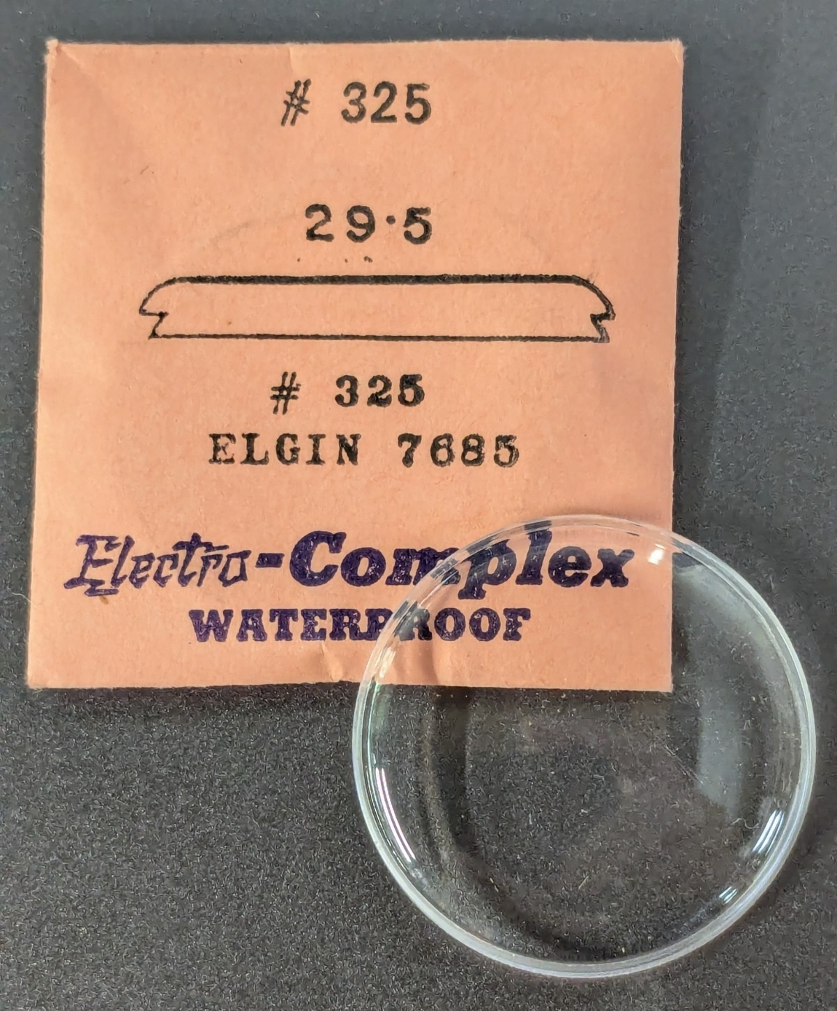 NOS Electro-Complex Acrylic Waterproof Watch Crystal Elgin 4685 29.5mm # 325
