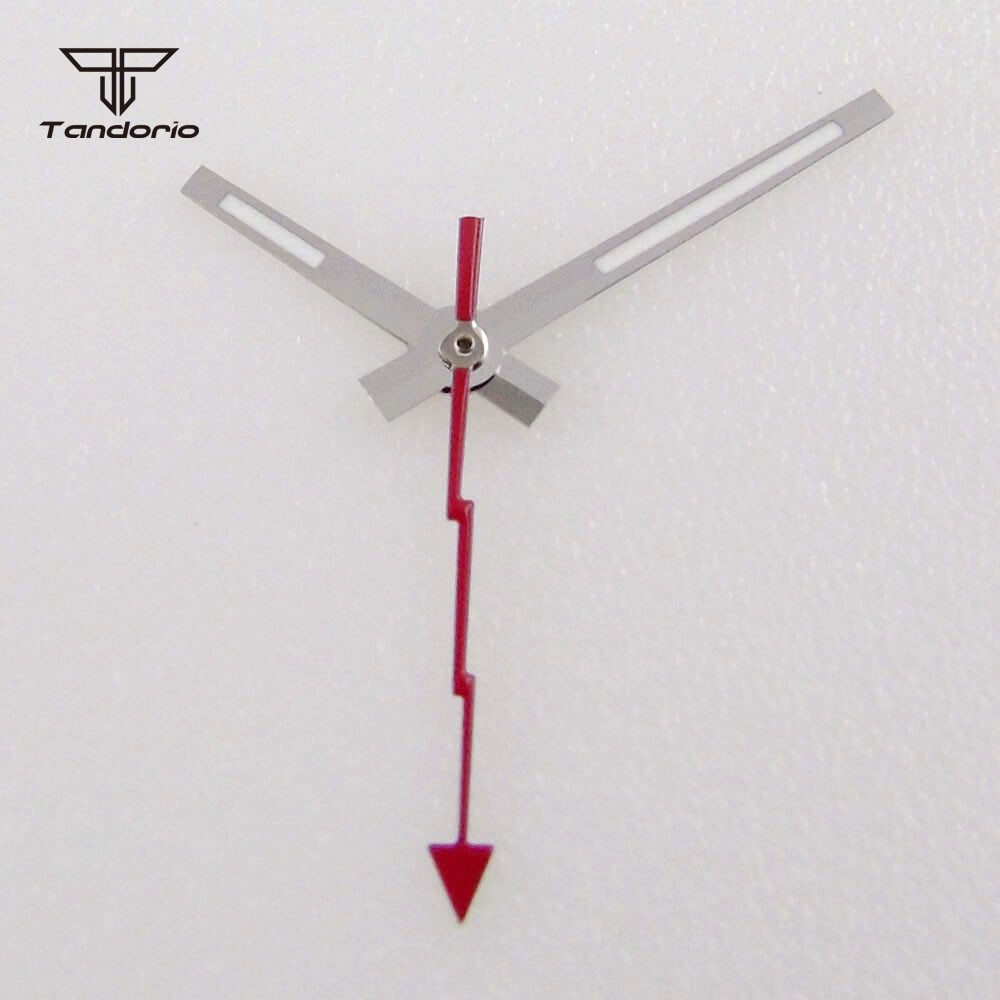Silver Watch Hands Flash Second Hand Green Lume Fit ETA2824/36 NH35/36 MIYOTA