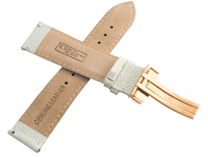 Genuine JoJo, JoJino 22mm Light Green Leather Rose Gold tone Buckle Watch Band