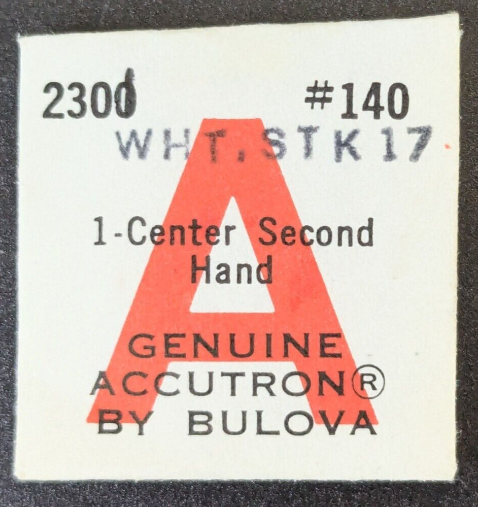 NOS Bulova Accutron Watch 2301 Center Second Hand #140 WHITE STICK 17