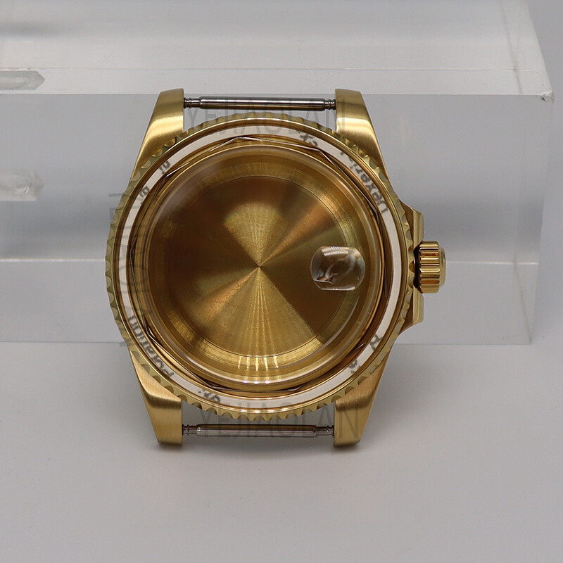 40mm Gold Diver Watch Case Sapphire Glass For Sieko Nh35 Nh36 2824 8215 Movement