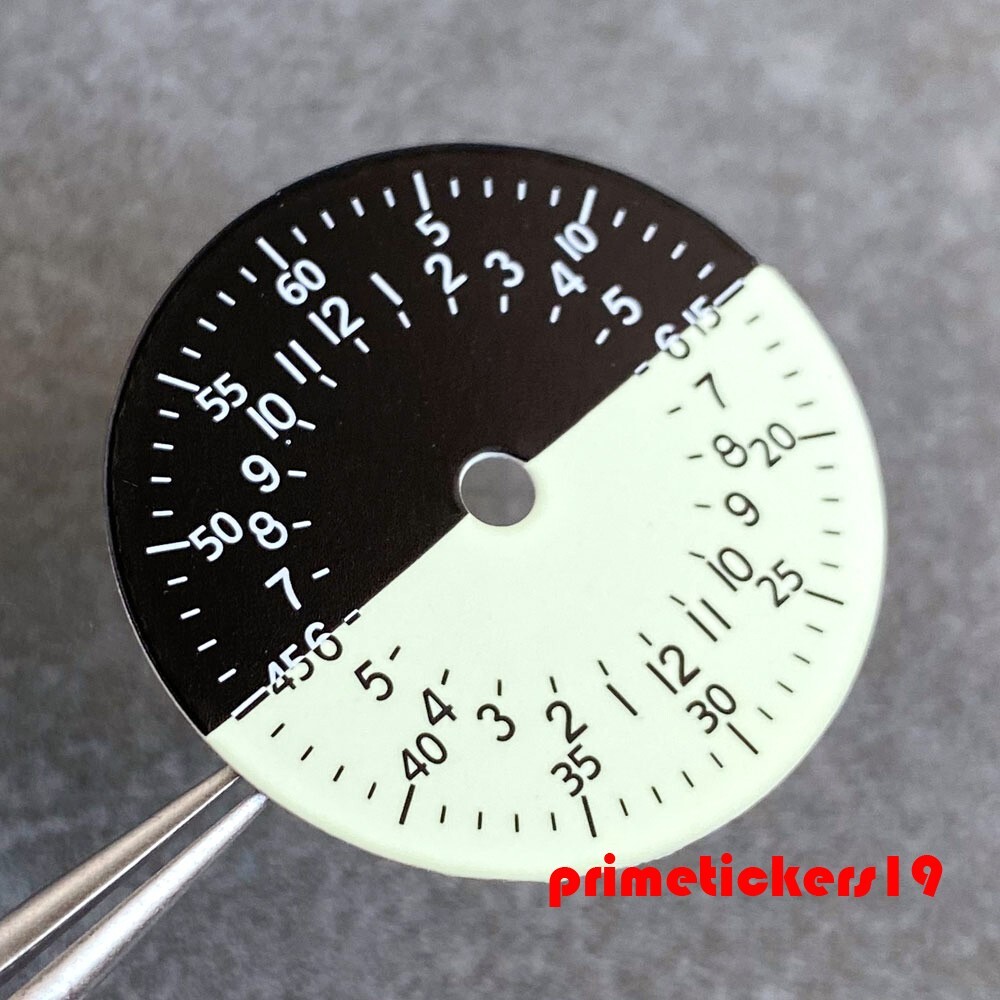 29mm Automatic GMT NH34 Watch Dial Two Tone Face+Hands Set Green Lume Accessory