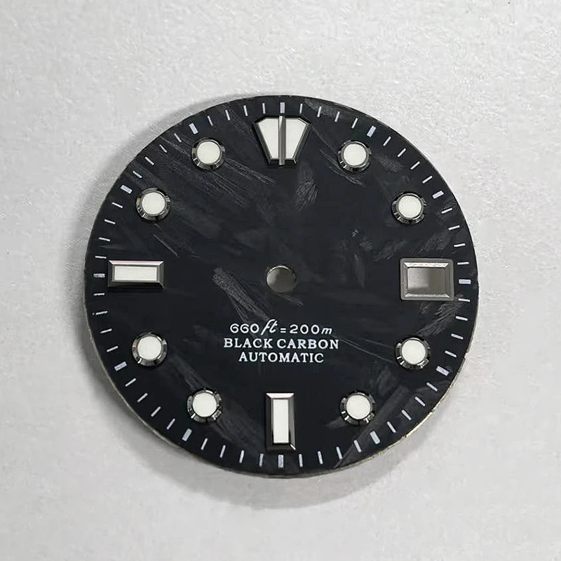 Carbon Fiber Dial 28.5mm Blue Broken Blue Lume Fits NH35 Movement
