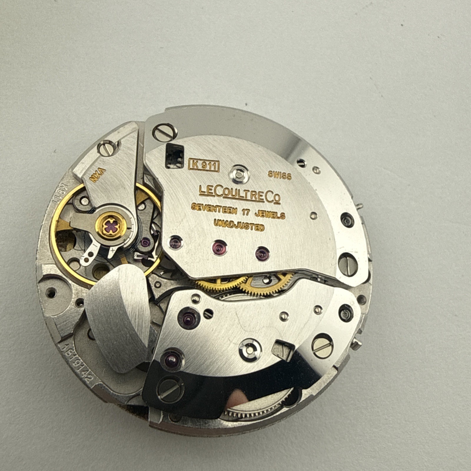 Lecoultre Memovox Alarm Cal.911 Watch Movement W/ Dial & Hands New Old Stock