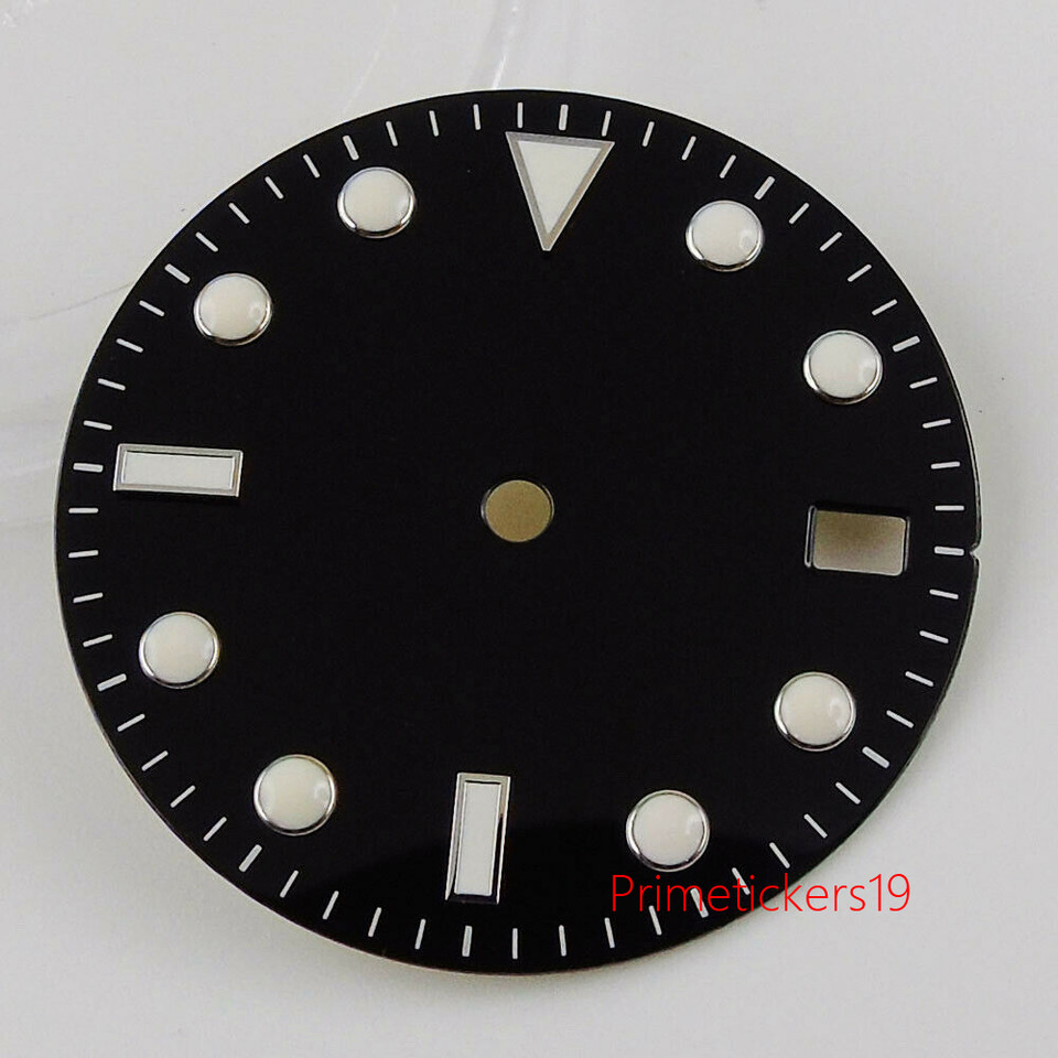 28.5mm Sunburst Watch Dial Face Date Fit NH35/NH35A Automatic Movement Blue Lume