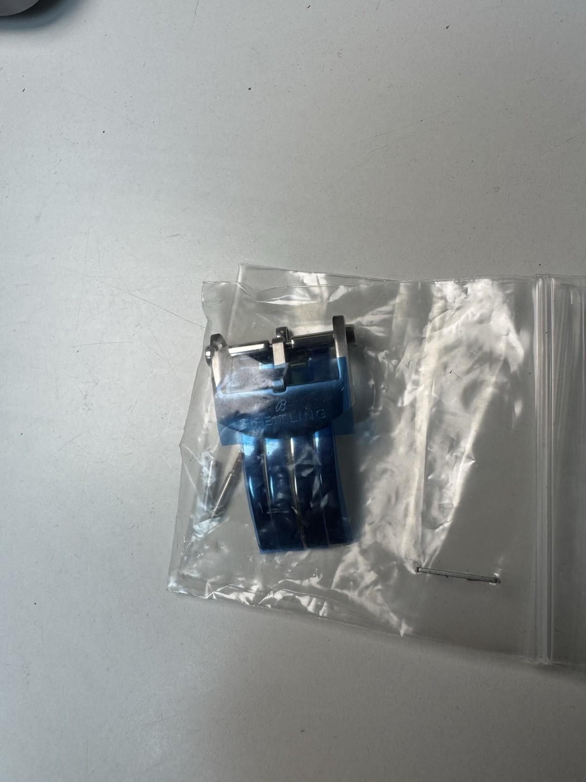 Breitling Blue Calf Leather Strap 497X 23-20mm OEM Stainless Steel Buckle NEW
