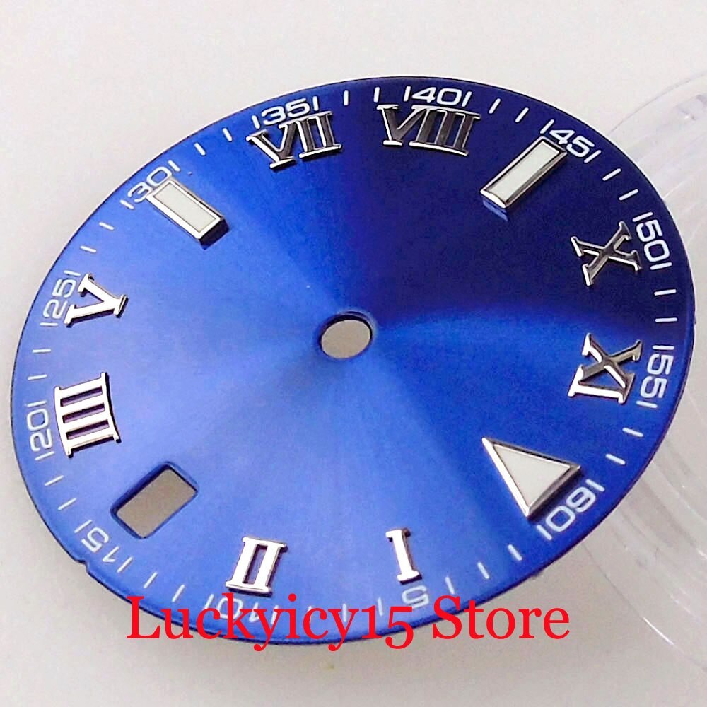 Bliger New Sterile 29MM Blue Sunburst Dial Date Window Raised Marks Fit NH35A