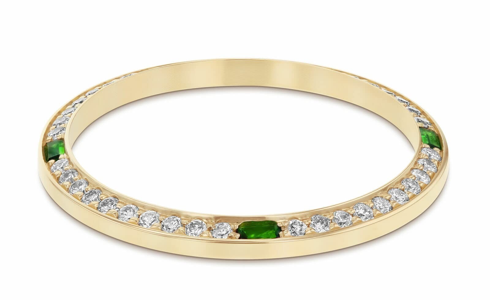 1CT BEAD SET MOISSANITE BEZEL COMPATIBLE WITH ROLEX 31mm DATEJUST WITH 4 EMERALD