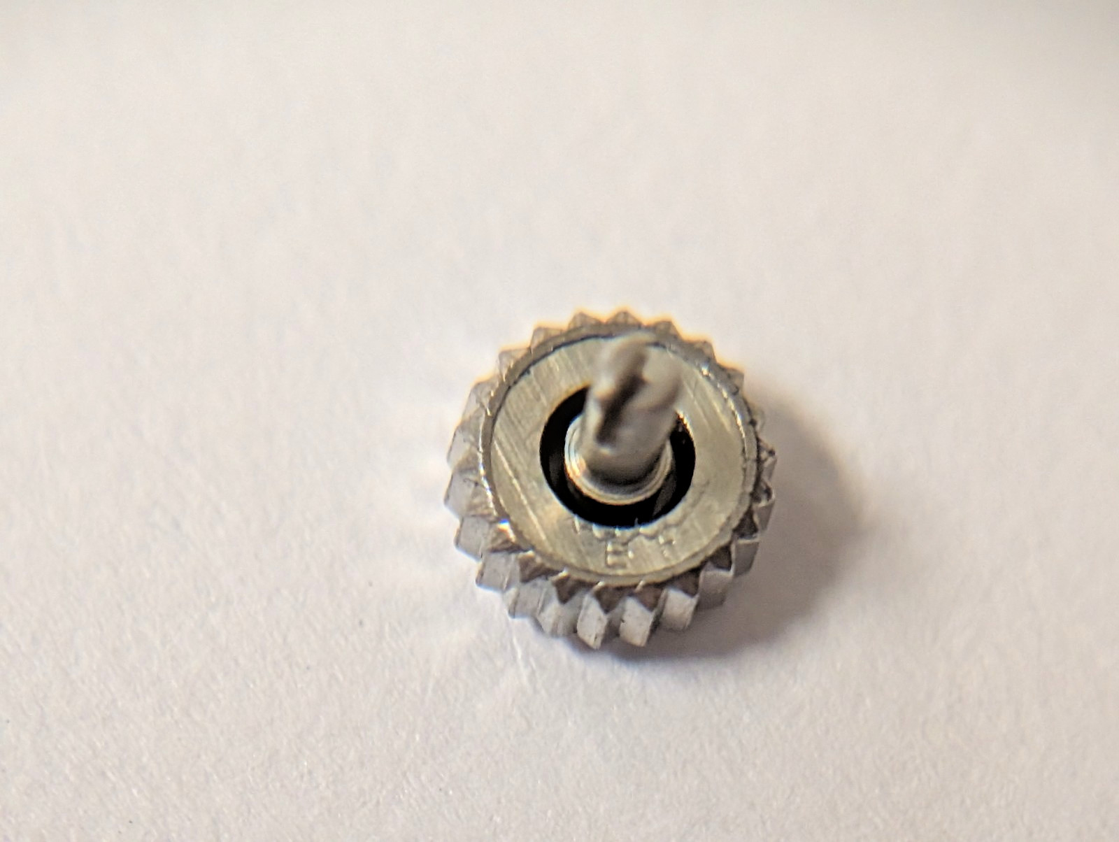 Genuine Omega crown 4.3-4.5mm approx. WHITE, split medium stem, for watch repair