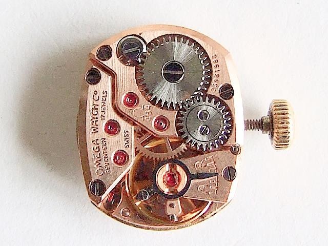 Omega 484 watch movement, crown, dial and hands in working condition