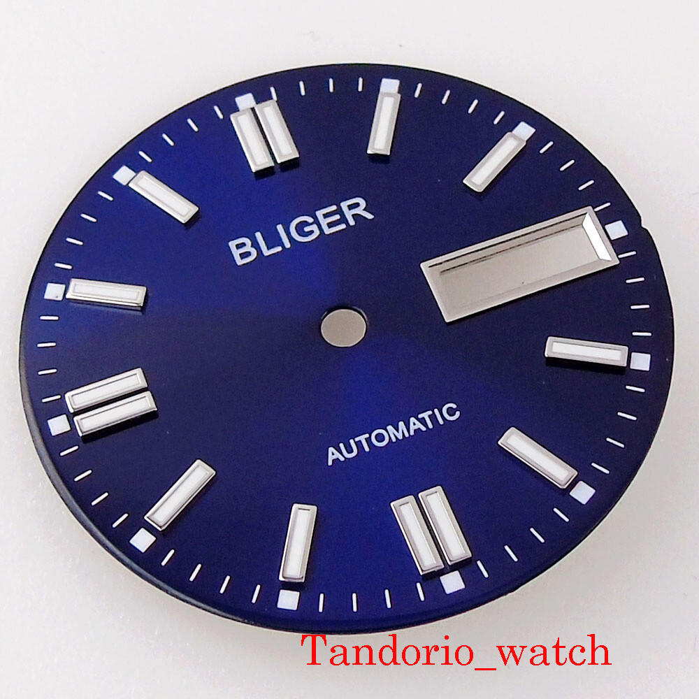 New 29mm Stainless Steel Watch Dial For NH36A Movement Date Week Window Luminous