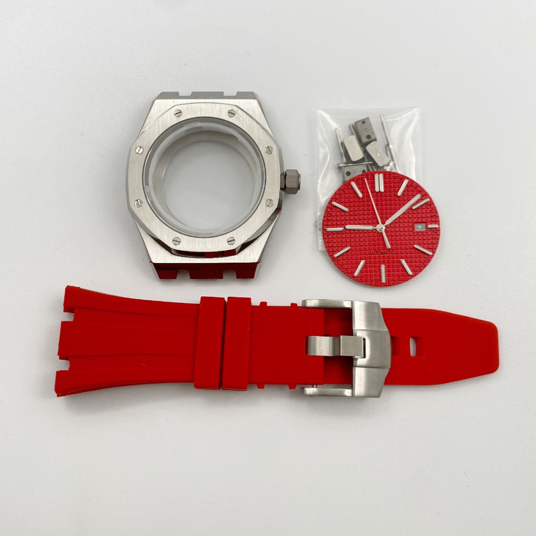 41mm Stainless Steel Case Sapphire Glass Rubber watch strap For NH35 31.8 Dial