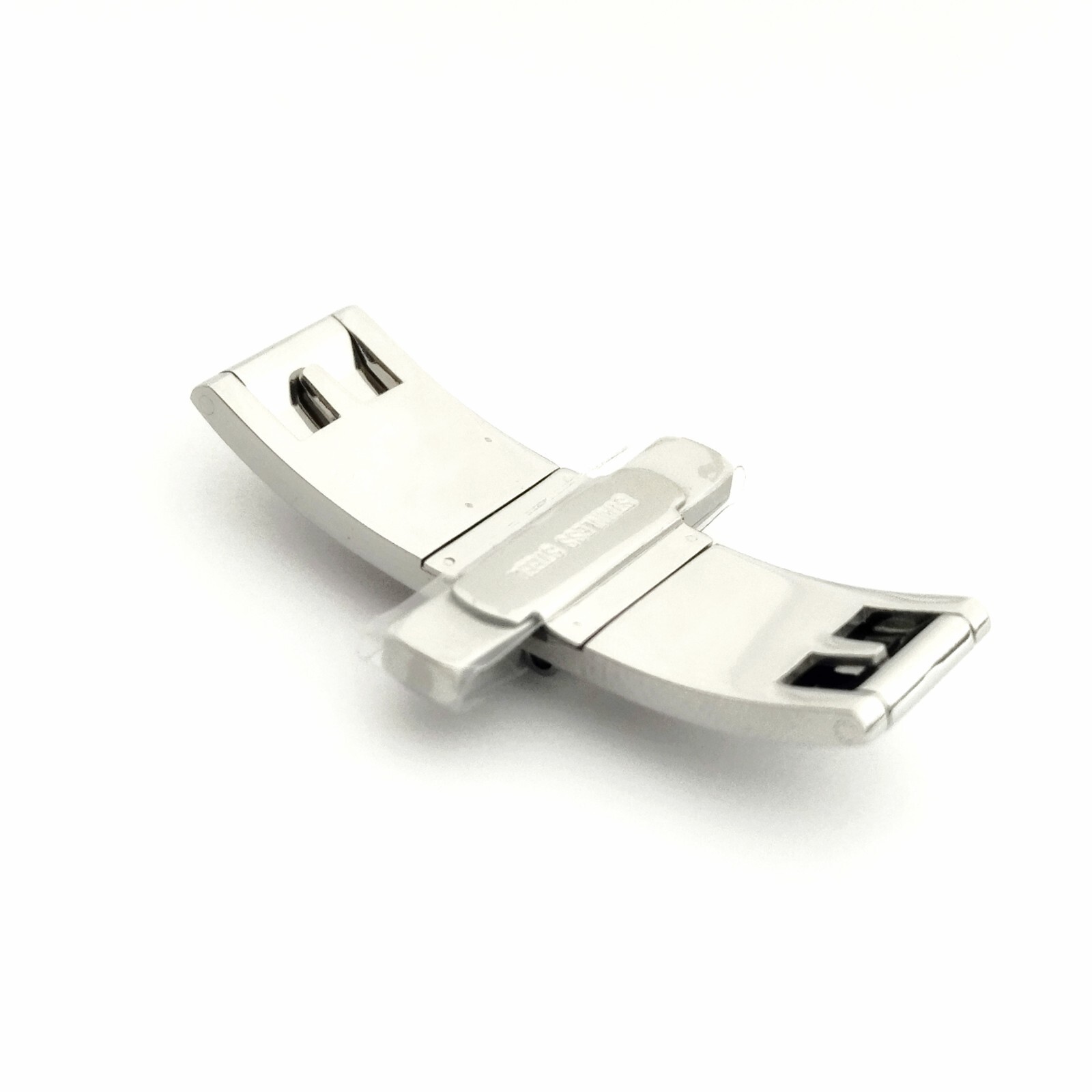 Stainless Steel Push Button Butterfly Deployment Silver Clasp/Buckle 8×25 mm