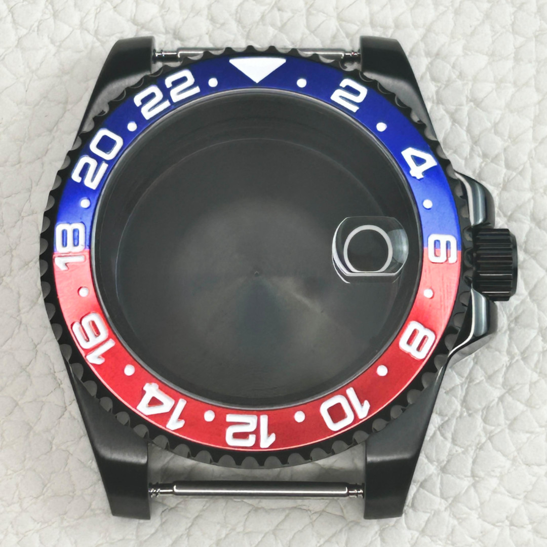 Black Watch Case 40mm PVD Steel Pepsi 20ATM for NH34 NH35 Sapphire Glass Mod