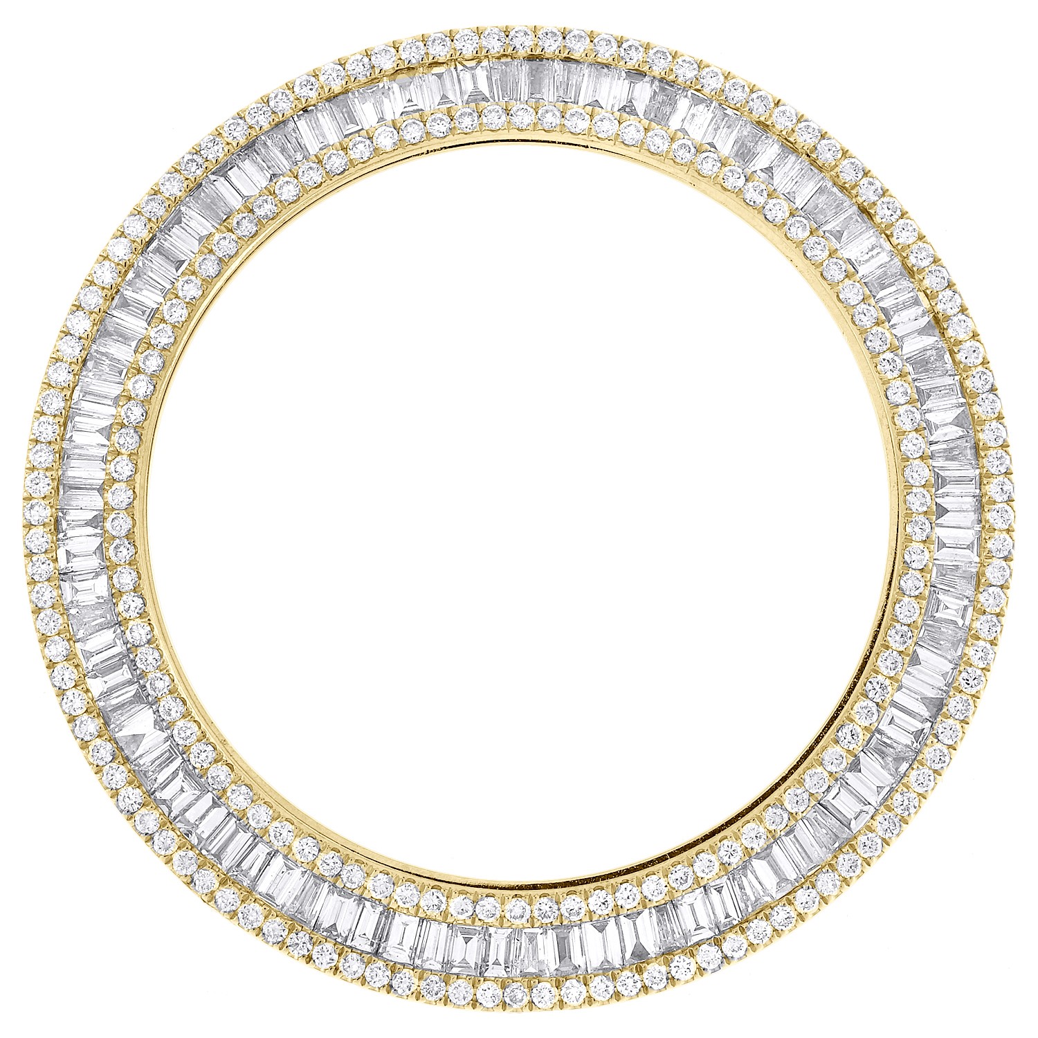 10K Yellow Gold Custom 3 Row Diamond Bezel For Rolex DayDate 36mm Watch 3.20 CT.