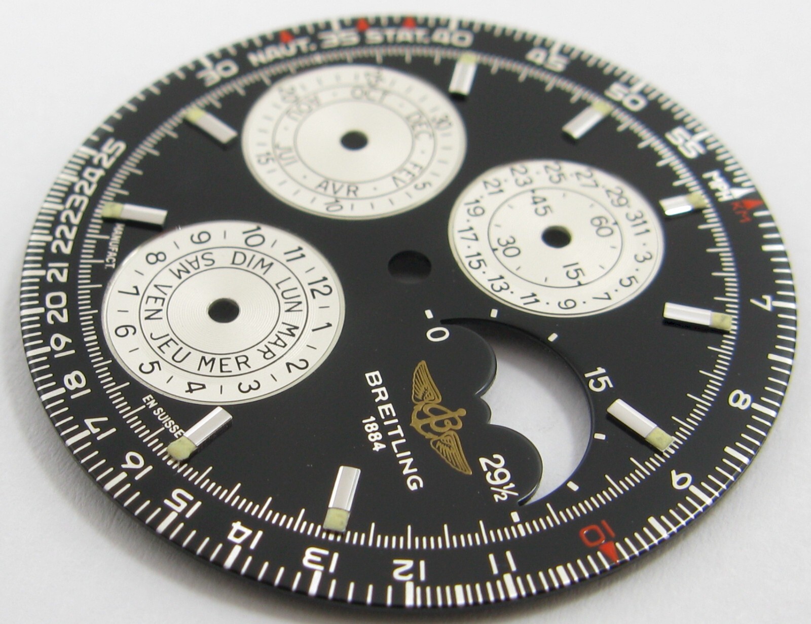 Dial Breitling 1884 chronograph / calendar / moon shiny black diameter 32.6 mm