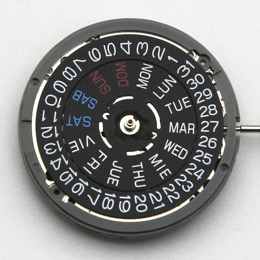 Japan NH36 NH36A Movement Black Disk English font Week Crown At 3.0/3.8 Oclock