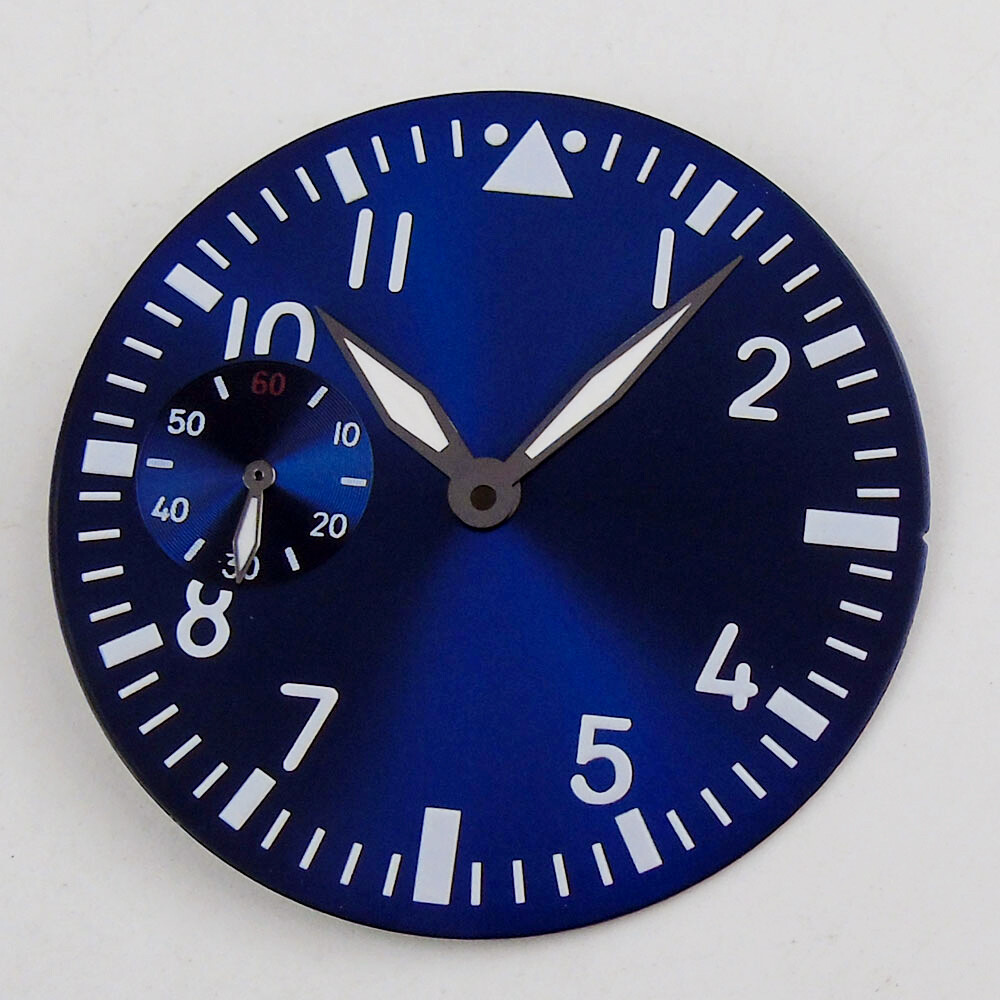 38.9mm Royal blue watch dial blue face fit for ETA 6497 movement hand winding