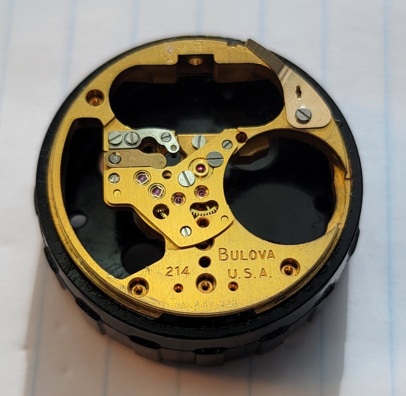 Vintage Bulova Accutron 214 Part 709 Movement Pillar Plate USA N3 1973