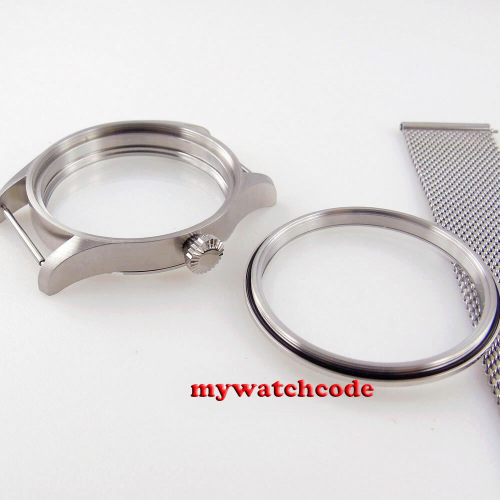 brushed 42mm sapphire glass 316L steel PVD Watch Case fit ETA 6497 6498 ST3600