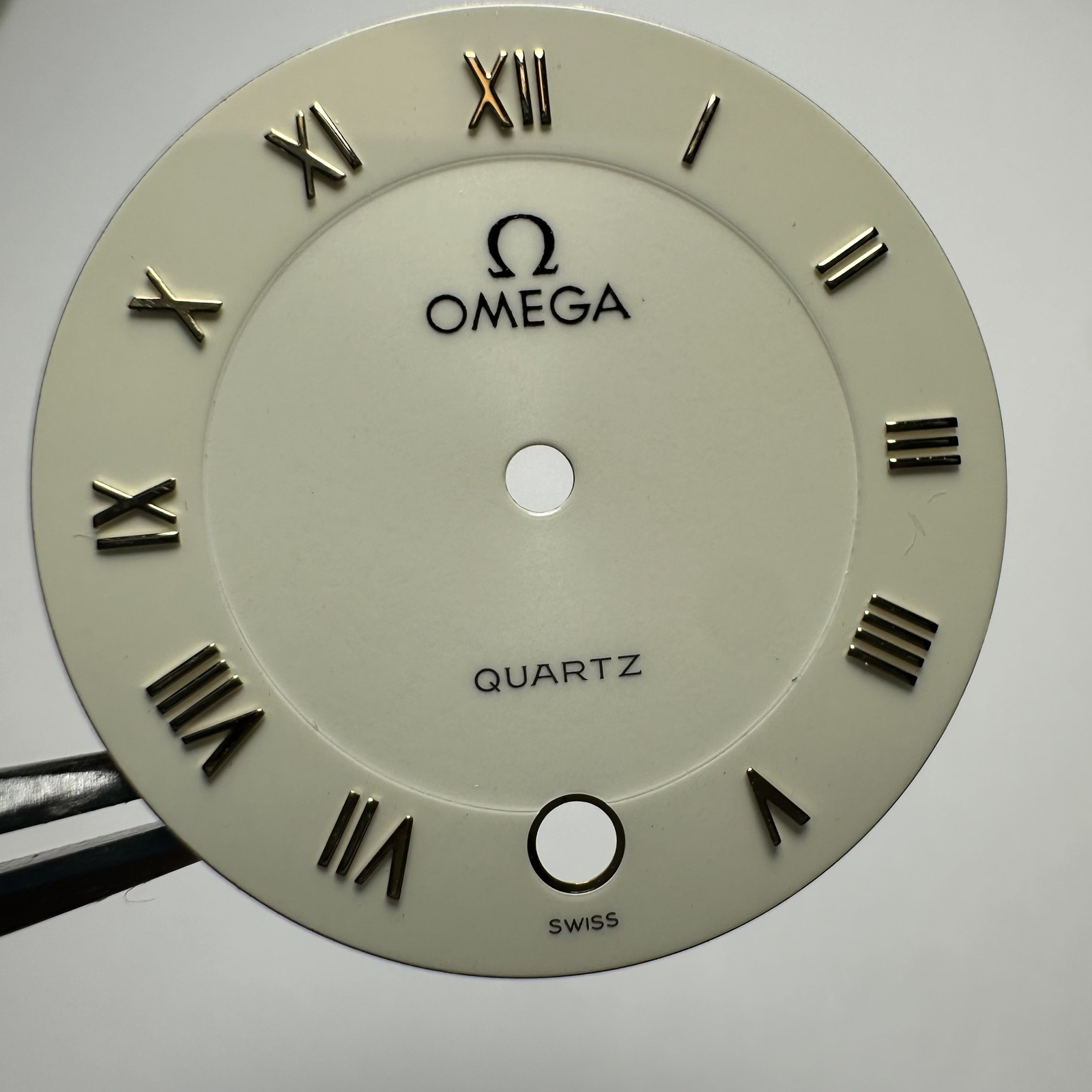 Omega NOS Rare Square White Cream Roman Bullseye Dial Quartz Model (Size in pic)