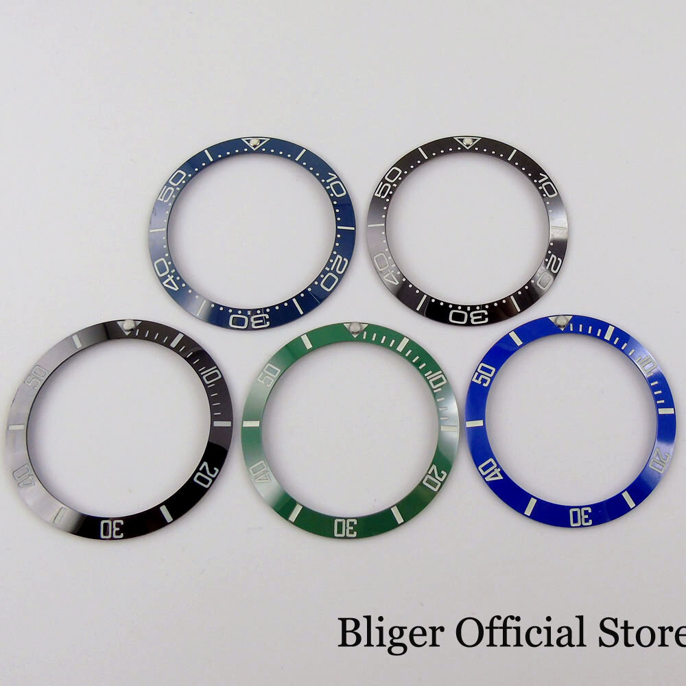 BLIGER Slope Luminous Marks 38mm Ceramic Watch Bezel Insert for 40mm NH35A Watch