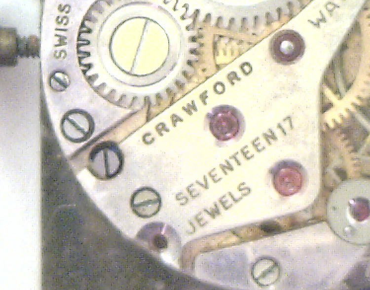 Antique CRAWFORD 17j Round Wrist Watch Movement Diamonds on Dial Working #P363