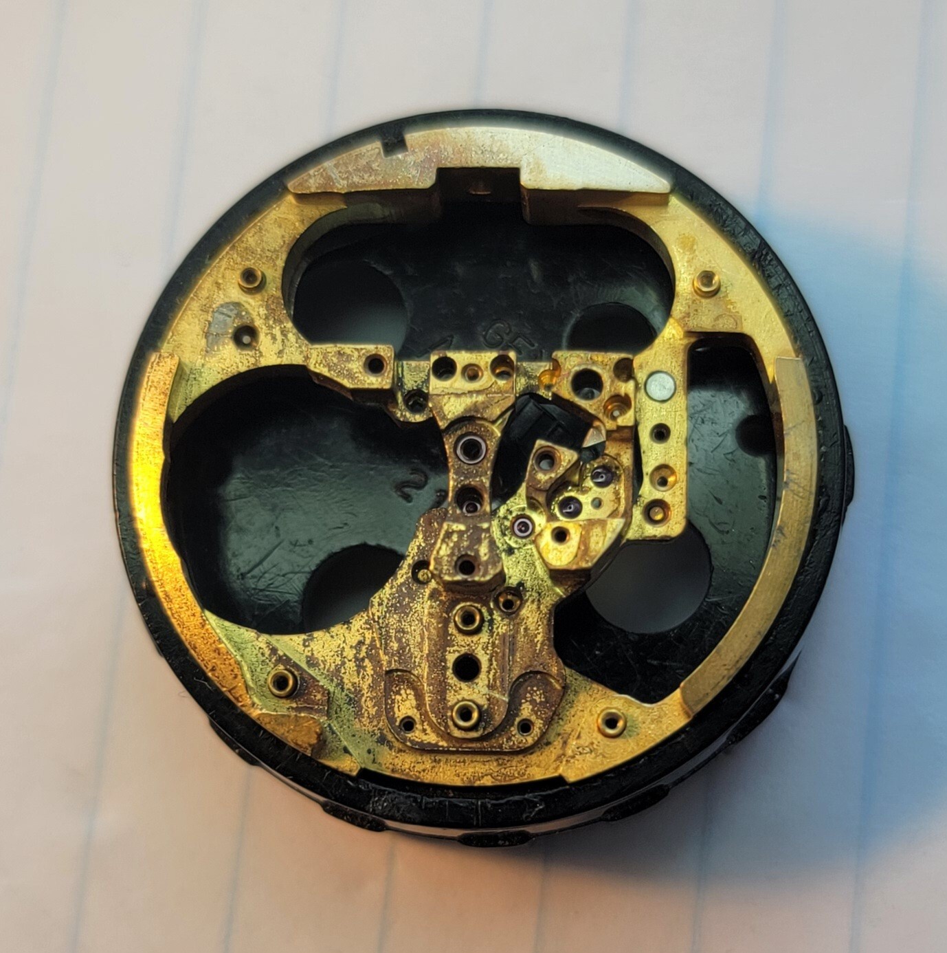 Vintage Bulova Accutron 214 Part 709 Movement Pillar Plate USA N3H 1973