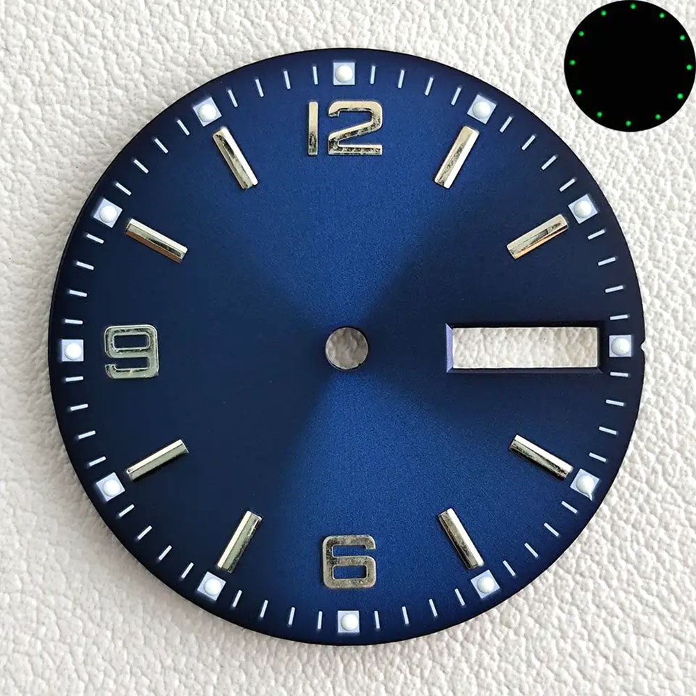 28.5mm No Logo Sun Pattern Watch Dial Green Lume for Nh36 Movement Watch Parts