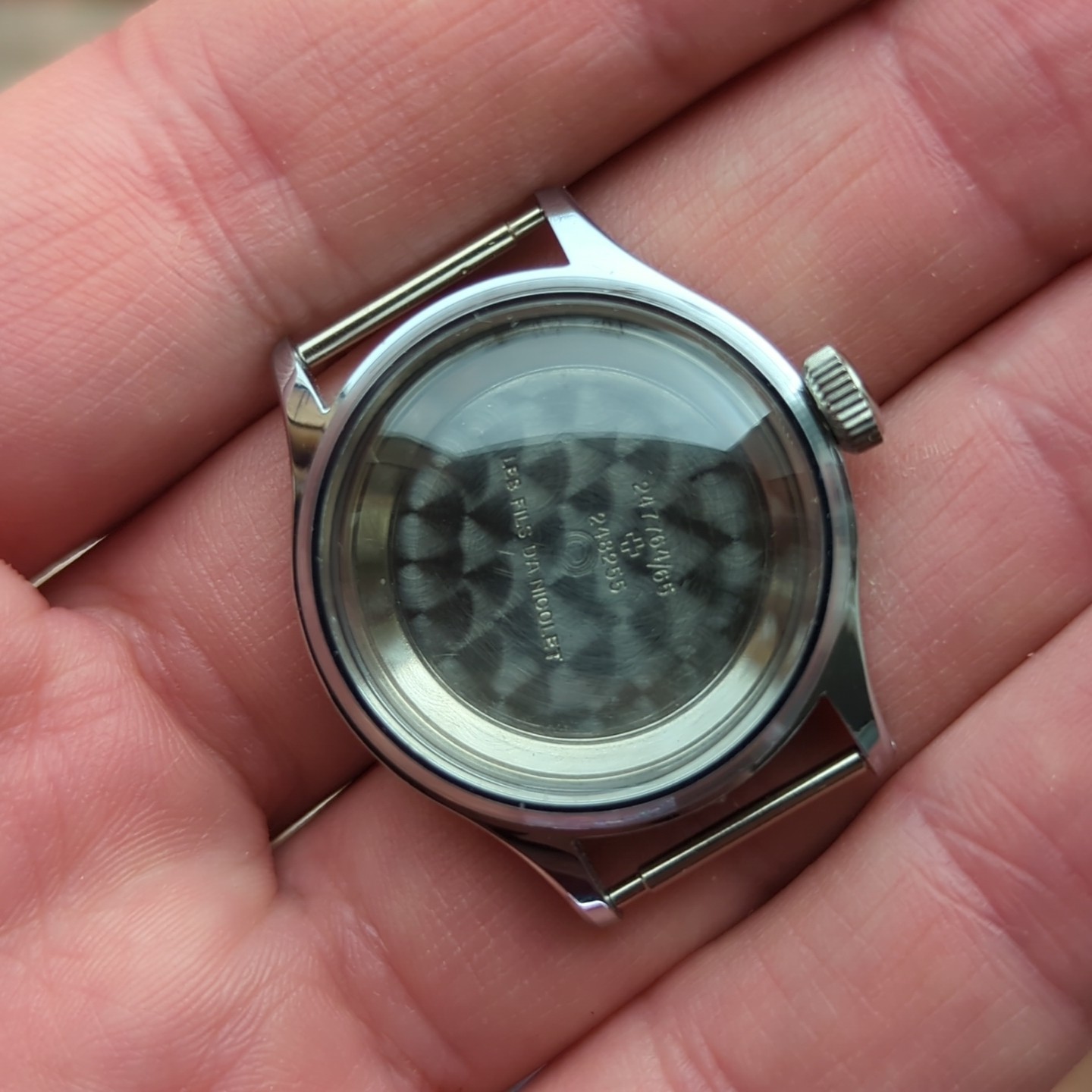 A. Nicolet Vintage 1940s Waterproof Watch Case NOS Swiss 31mm Patent (REF:WC)