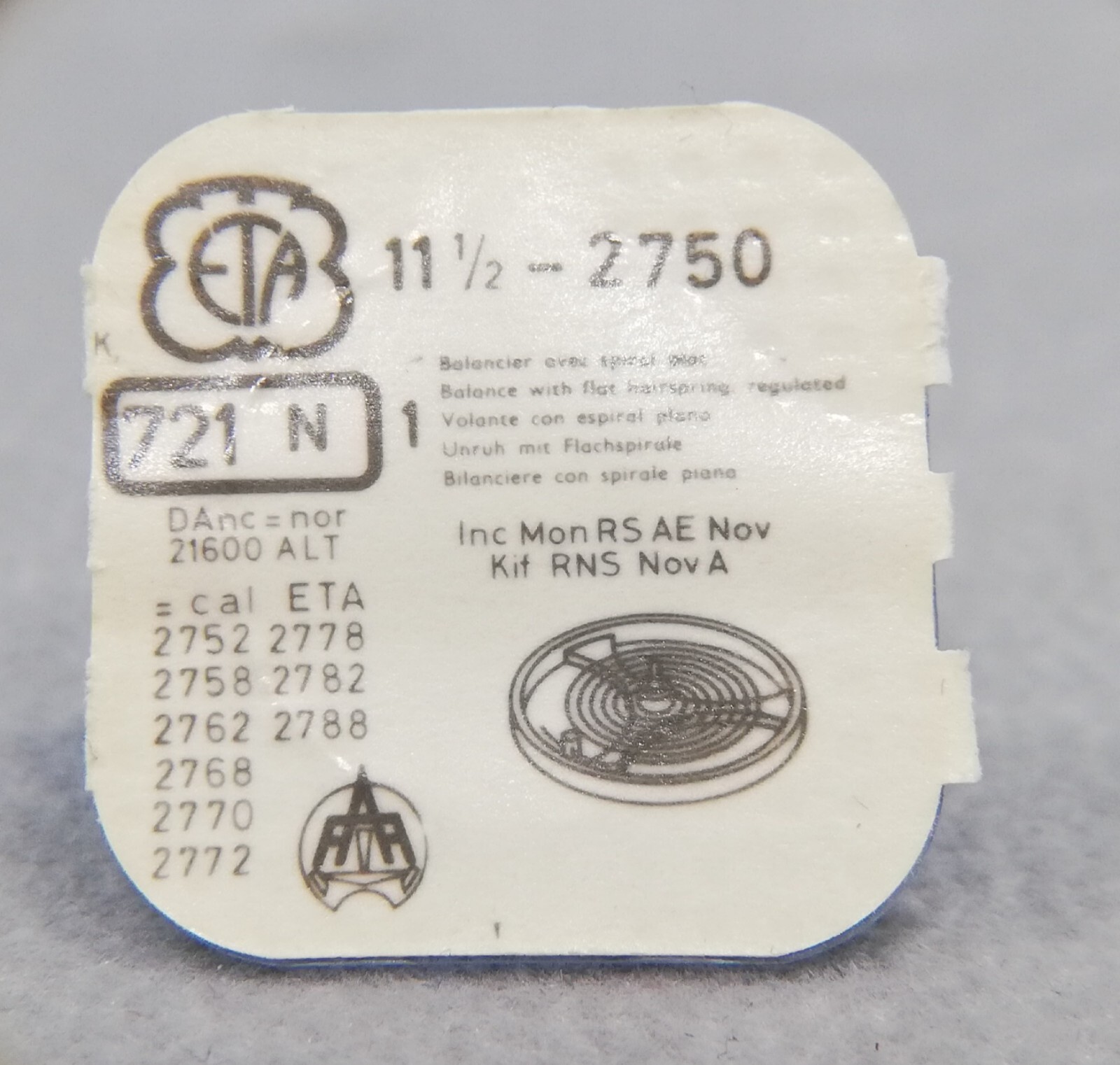 ETA 2788 Original parts NOS