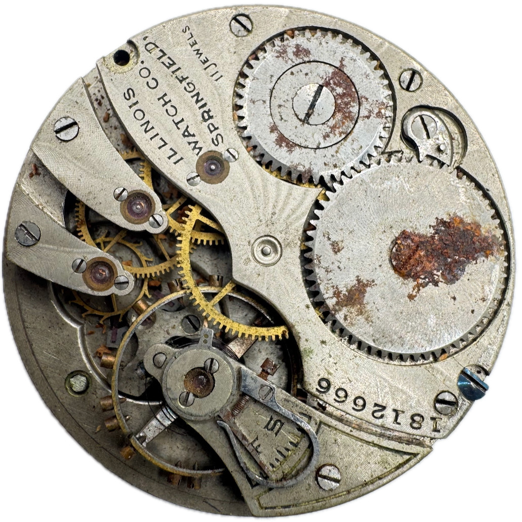Antique 12s 1905 Illinois Seconds at 3 Hunter Pocket Watch Movement 219 USA