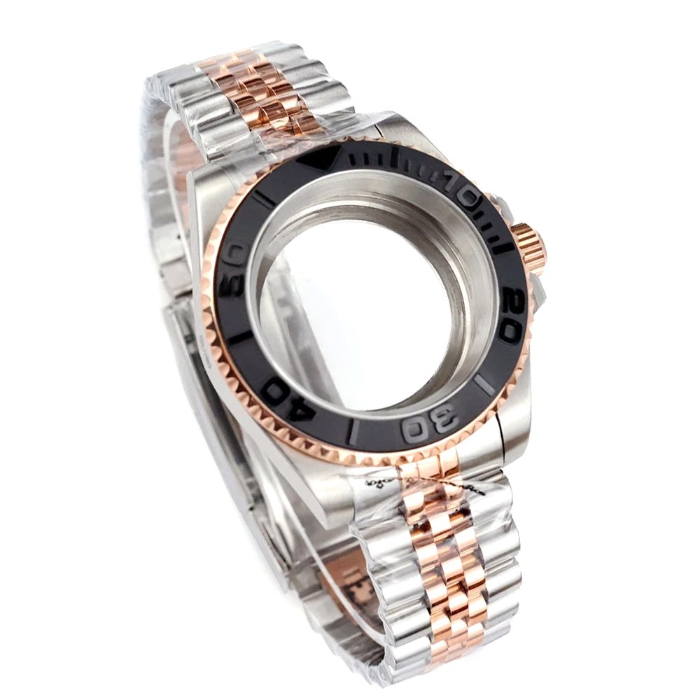 40mm Ceramic Bezel Watch Two Tone Dive Case Sapphire Fit NH35 NH36 ETA2824 8215