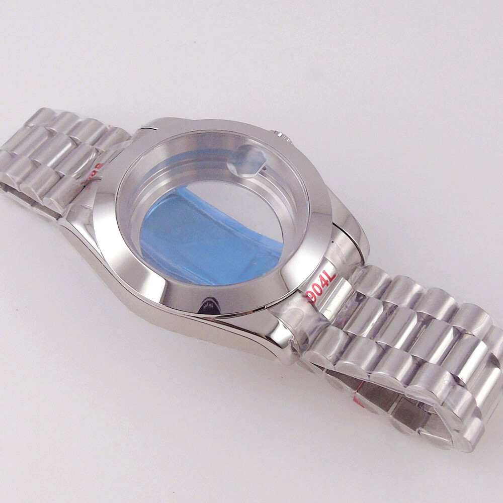 39MM Sapphire Glass Watch Case Fit NH35 NH36 8215 ETA 2836 2824 President Strap