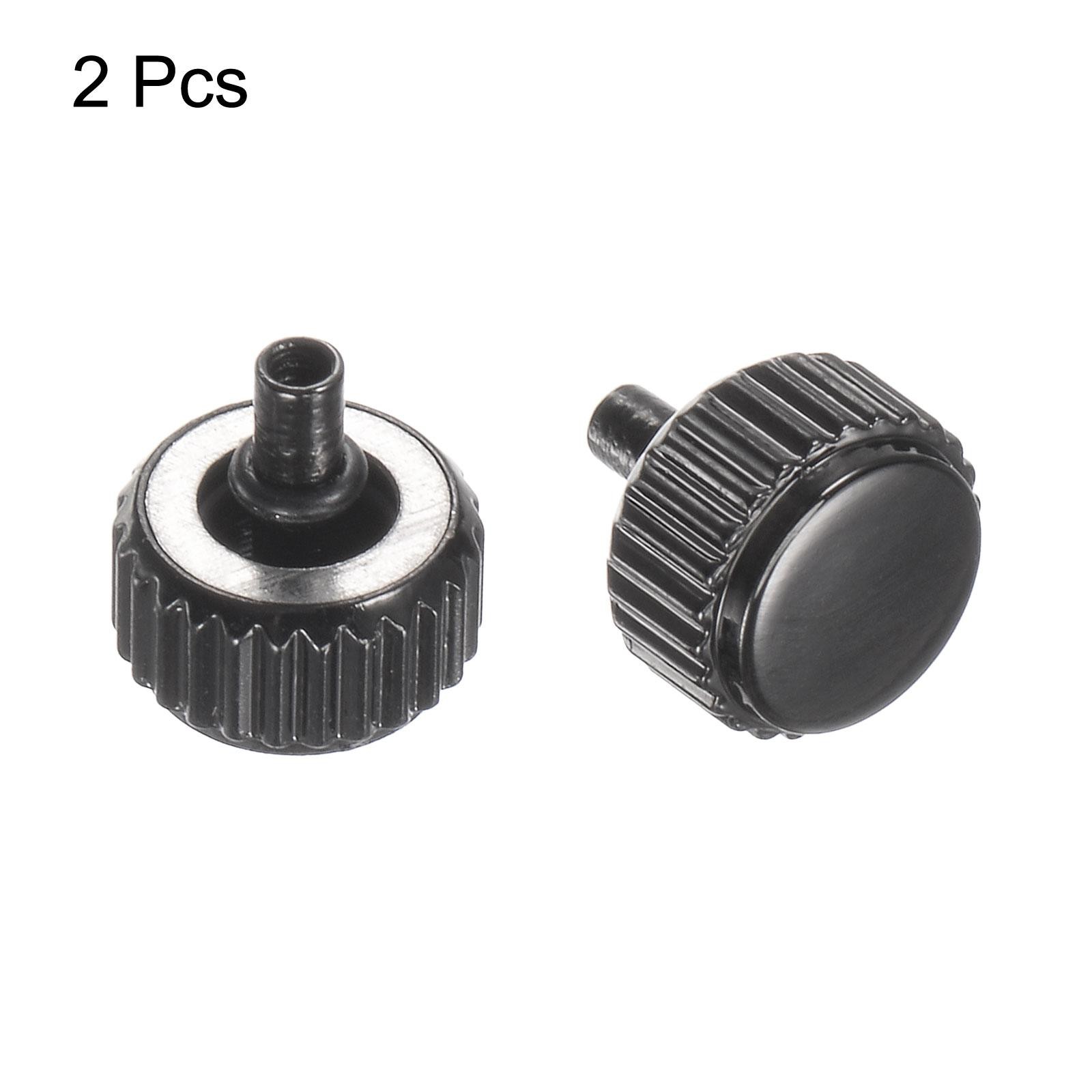 2Pcs 5.2x5mm Watch Crown SUS304 Flat Head Long Stem Watch Crown 2.5mm ID Black