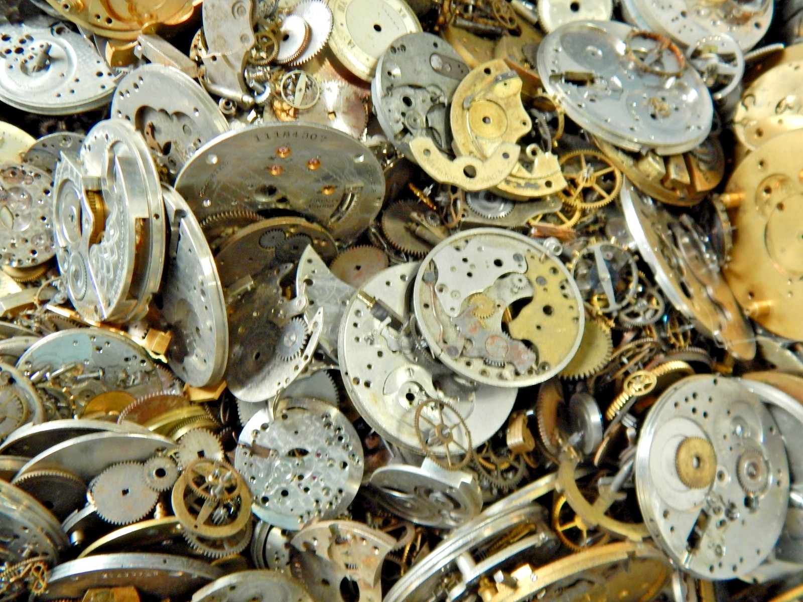 Lot of 1 Lbs. of Watch Parts Gears, Plates, and More for repair Steampunk art