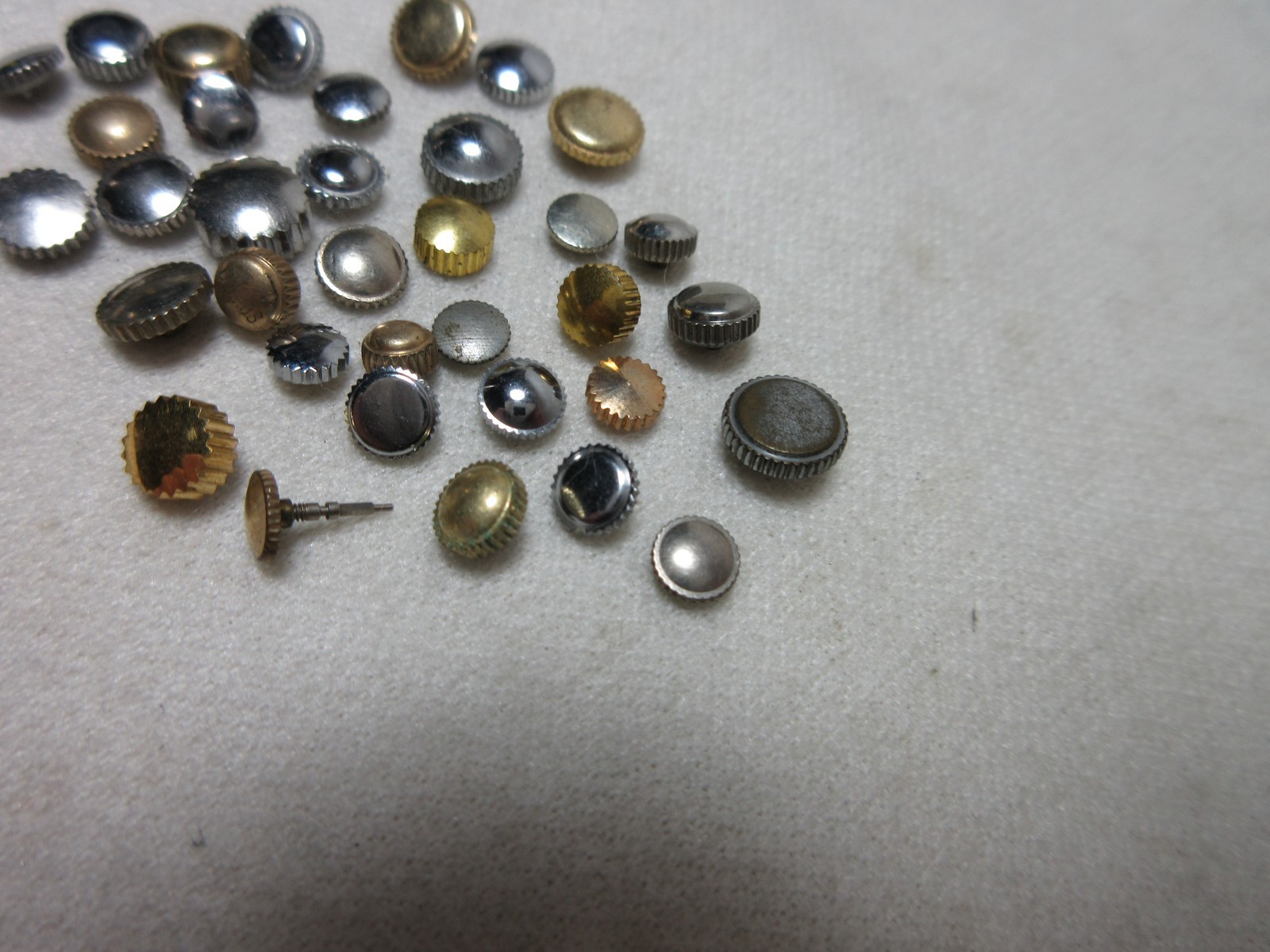 LOT OF 35 WATCH CROWNS WATCHMAKERS PARTS ASSORTED LOT SOME GOLD FILLED PLATED