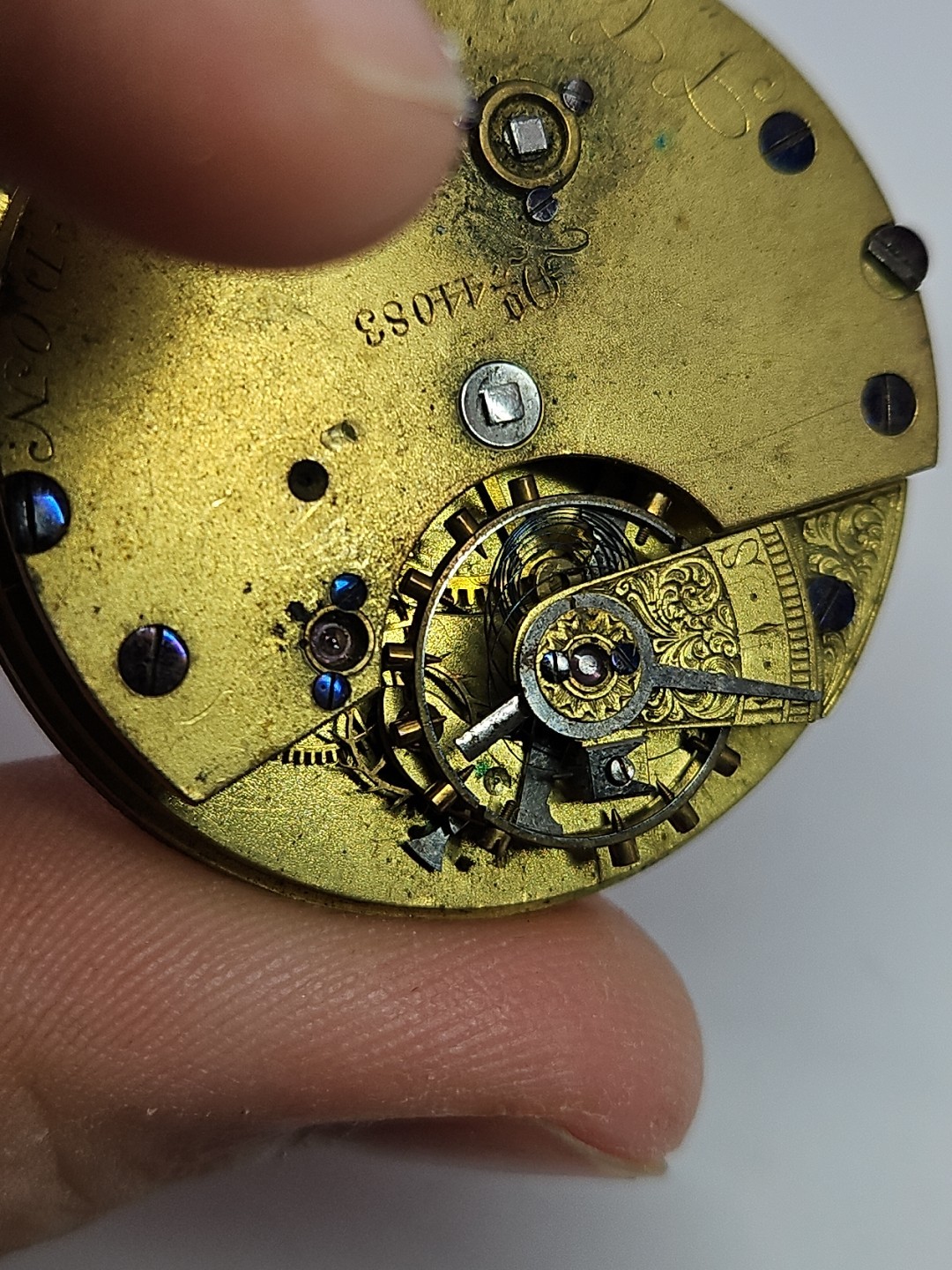 Antique 44083 LONDON POCKET WATCH MOVEMENT 39.78mm For Parts/Repair