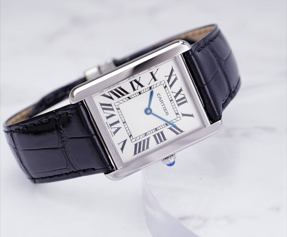 Cartier Watch Must Tank Solo Silver Roman index Quartz LM 27mm Men’s