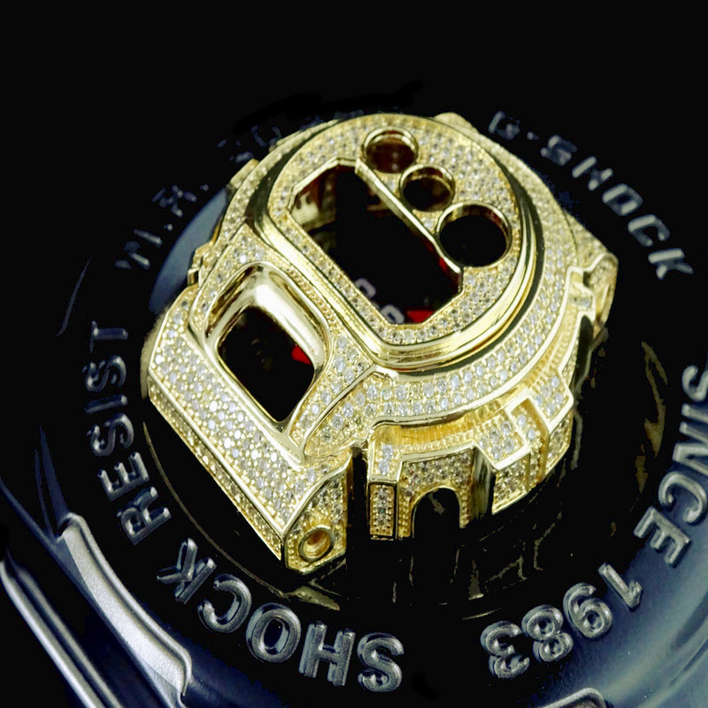 CASIO G-SHOCK/G SHOCK DW 6900 2-PIECE YELLOW CZ ON YELLOW WATCH BEZAL 2 CTW NEW