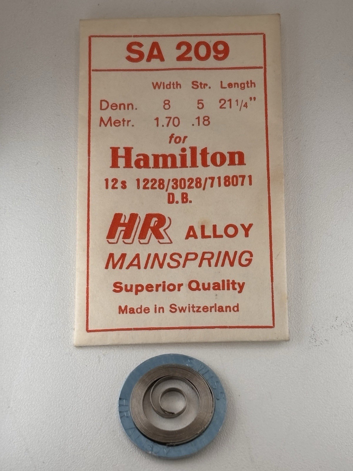 HR Mainspring SA209 for 12s Hamilton #718071 / 1228 / 3028 – Alloy