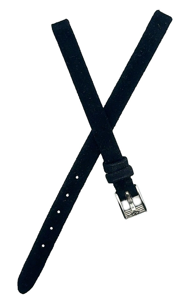 Movado Women’s 6mm Black Suede Leather Watch Band Strap Silver Buckle