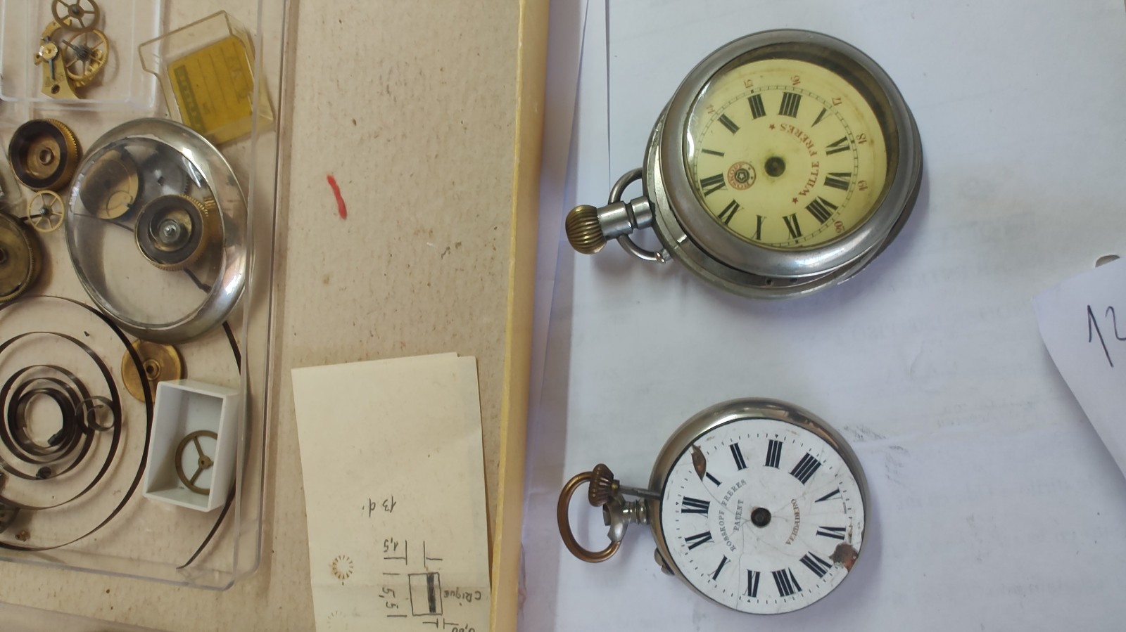 Antique Roskopf Patent Wille Frères Watch Parts Lot – Movements Dials Cases