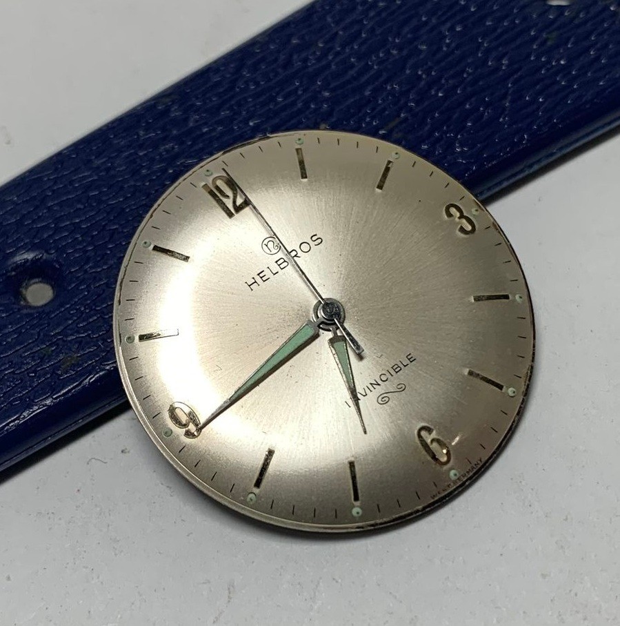 1960s Helbros Gents 17 Jewels PUW 260 Mechanical Wind Up Movt Dial Hands- Parts!