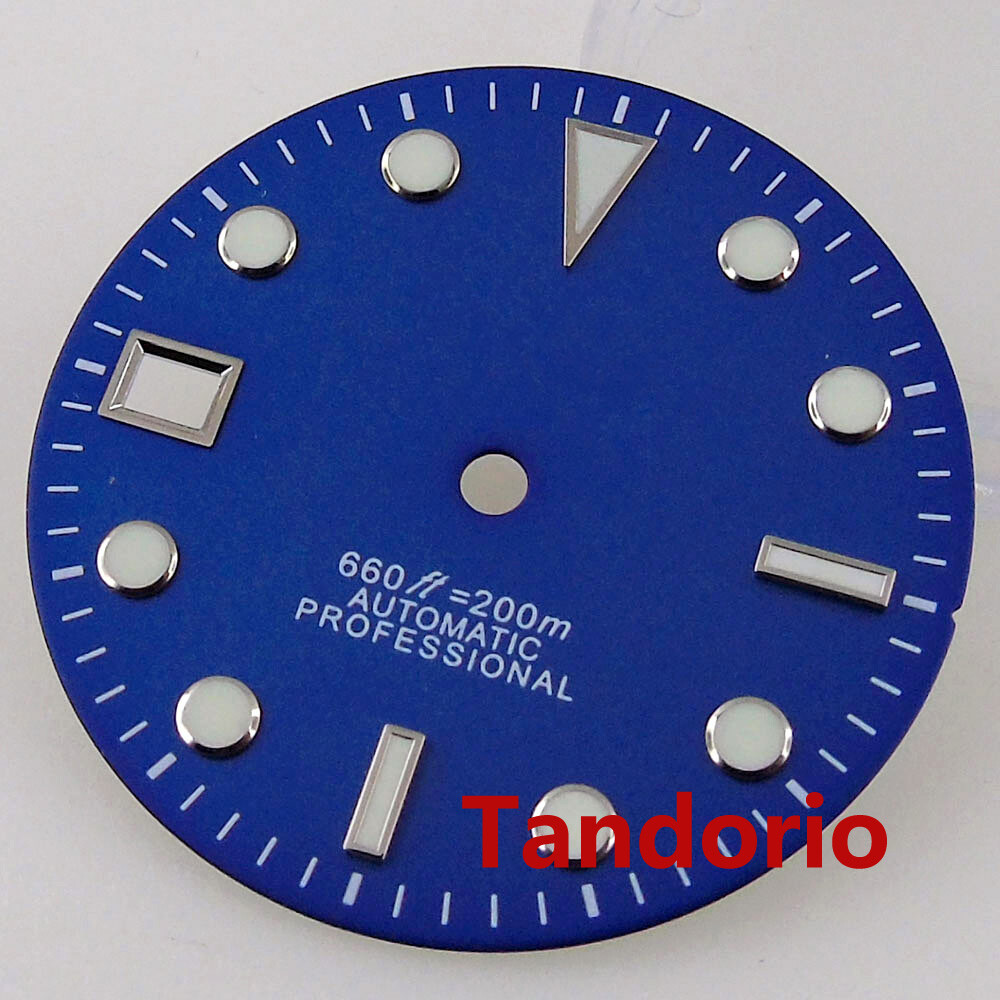 29mm BLIGER black Luminous Watch Dial Face For NH35 NH36 MIYOTA 8215 821A