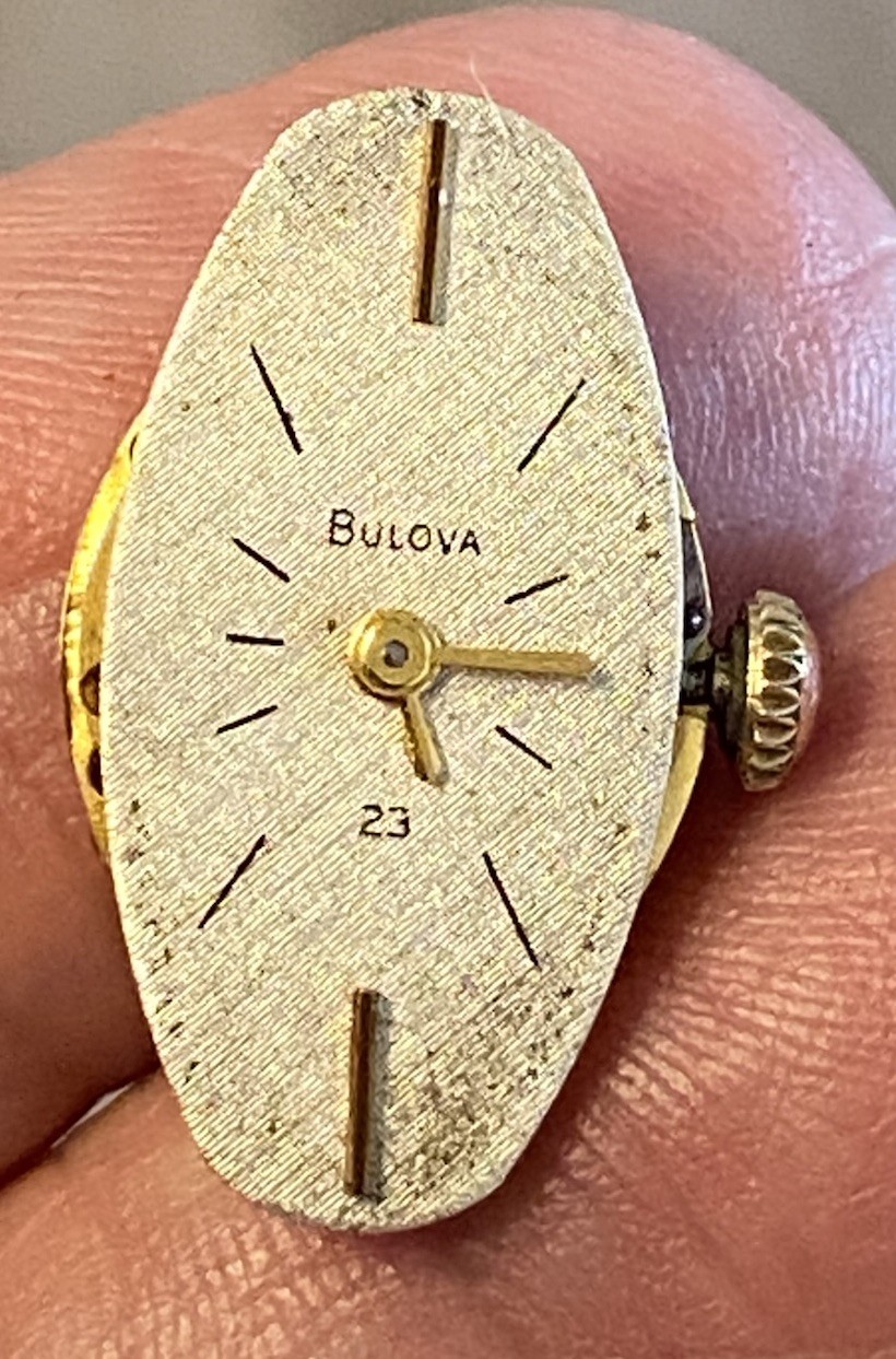 Bulova 5 AZ 23 Jewels Watch Movement Face With Dial Hands Runs