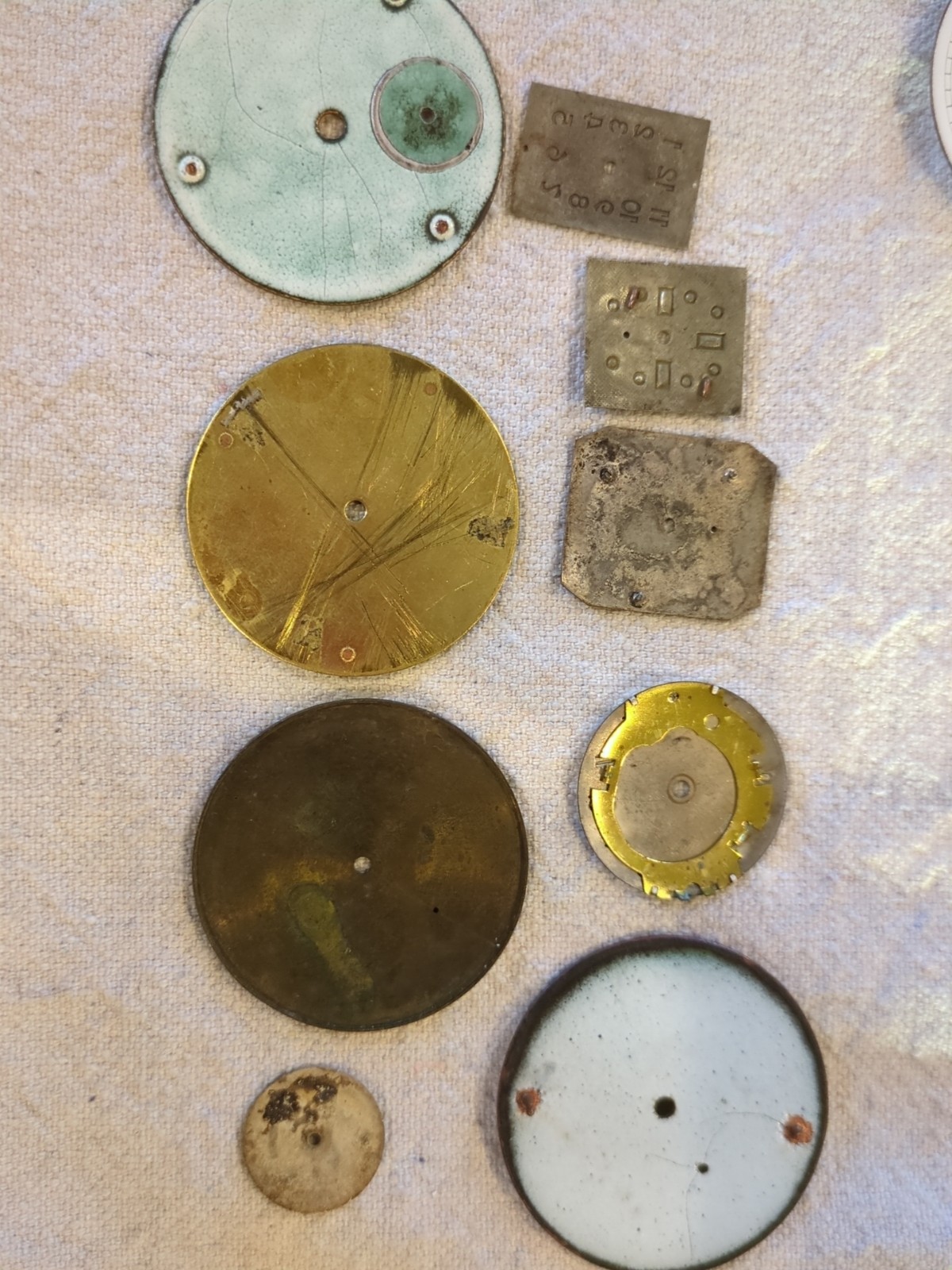 Lot of 55 Watch/Pocket Watch Dials. Wakmann, Bulova Accurton, Waltham, Sportsman