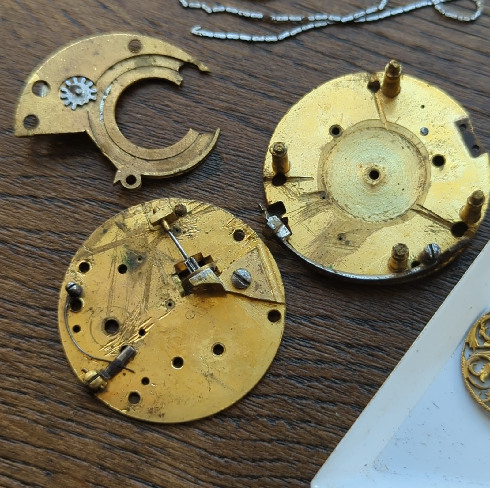 18th Century London Maker Verge Fusee Pocket Watch Movement In Pieces (CU22)